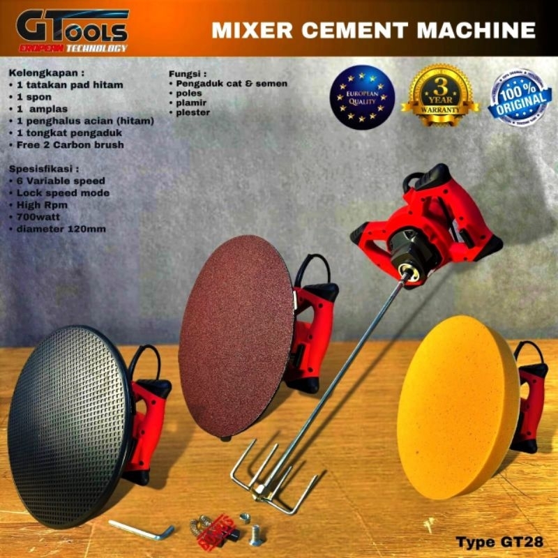 Mesin Pengaduk Semen Acian 700W GT28 GTools Eropa Technology