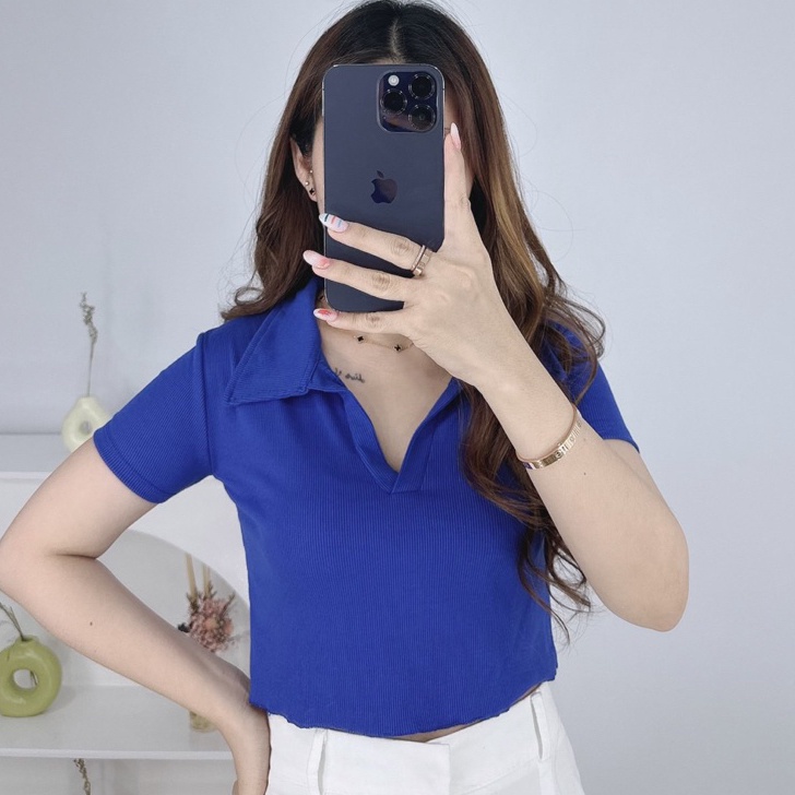 Ready Keyla Collar rib crop top 526 Crop top collar