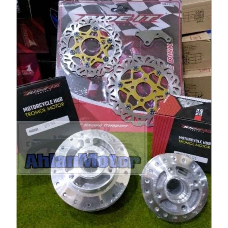 TROMOL RIDE IT SATRIA FU + DISC KECIL DEPAN BELAKANG + BRACKET BREKET CALIPER ORIGINAL not vnd belim