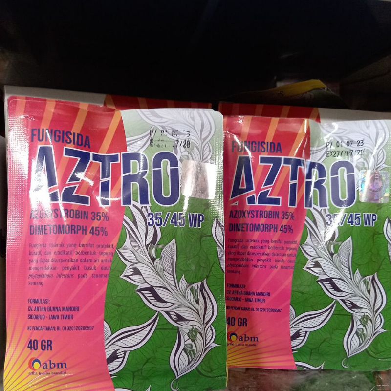 Aztro 40 gram fungisida 2 bahan aktif azoxystrobin+dimetomorf 80%
