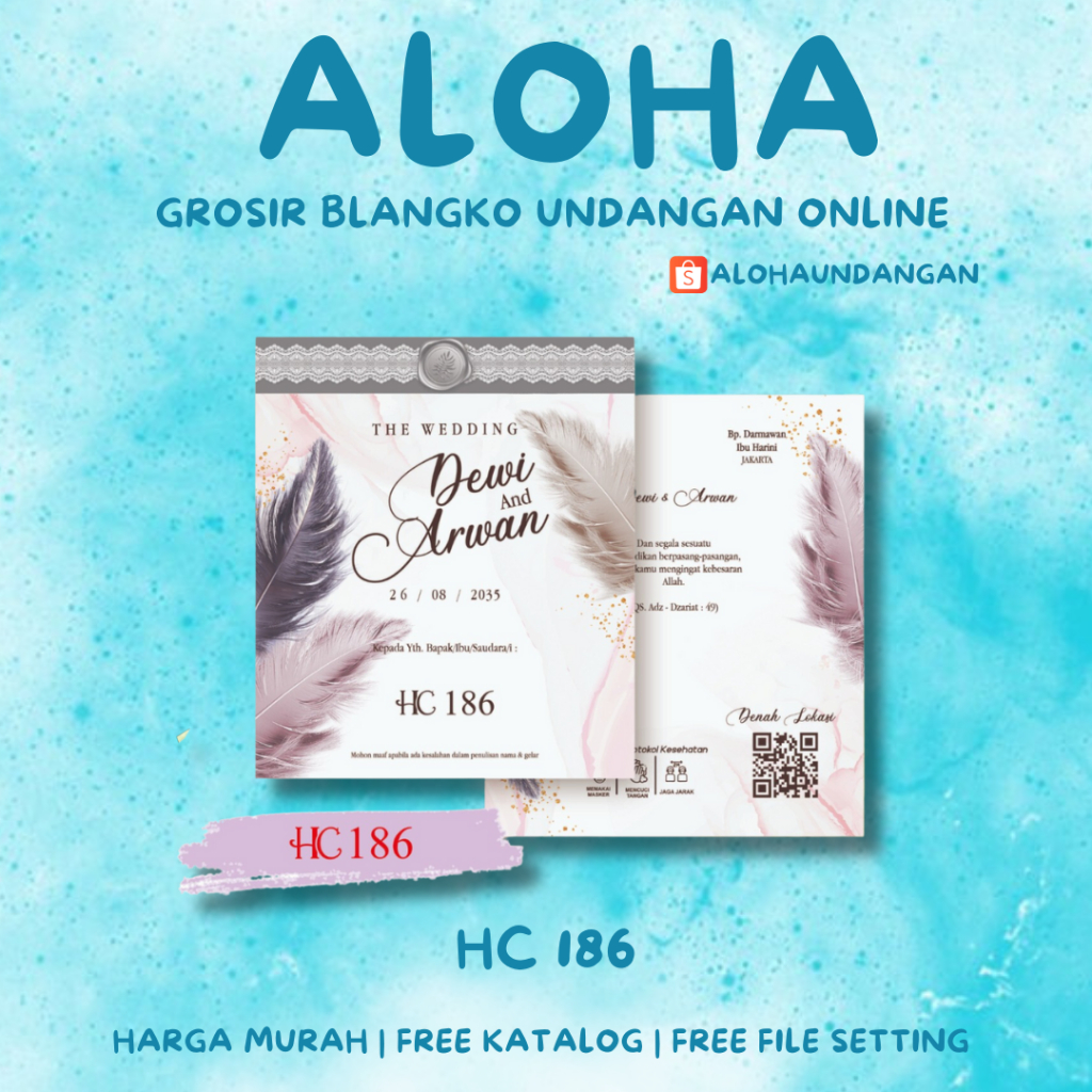 BLANGKO UNDANGAN HC 186 | Blangko Undangan kosong | Kertas Undangan Kosong | Undangan Murah | Aloha 