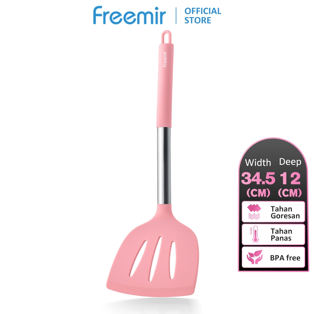 [OFFICIAL MALL] freemir Spatula Silikon Pink Berongga Tahan Panas Tahan Lama