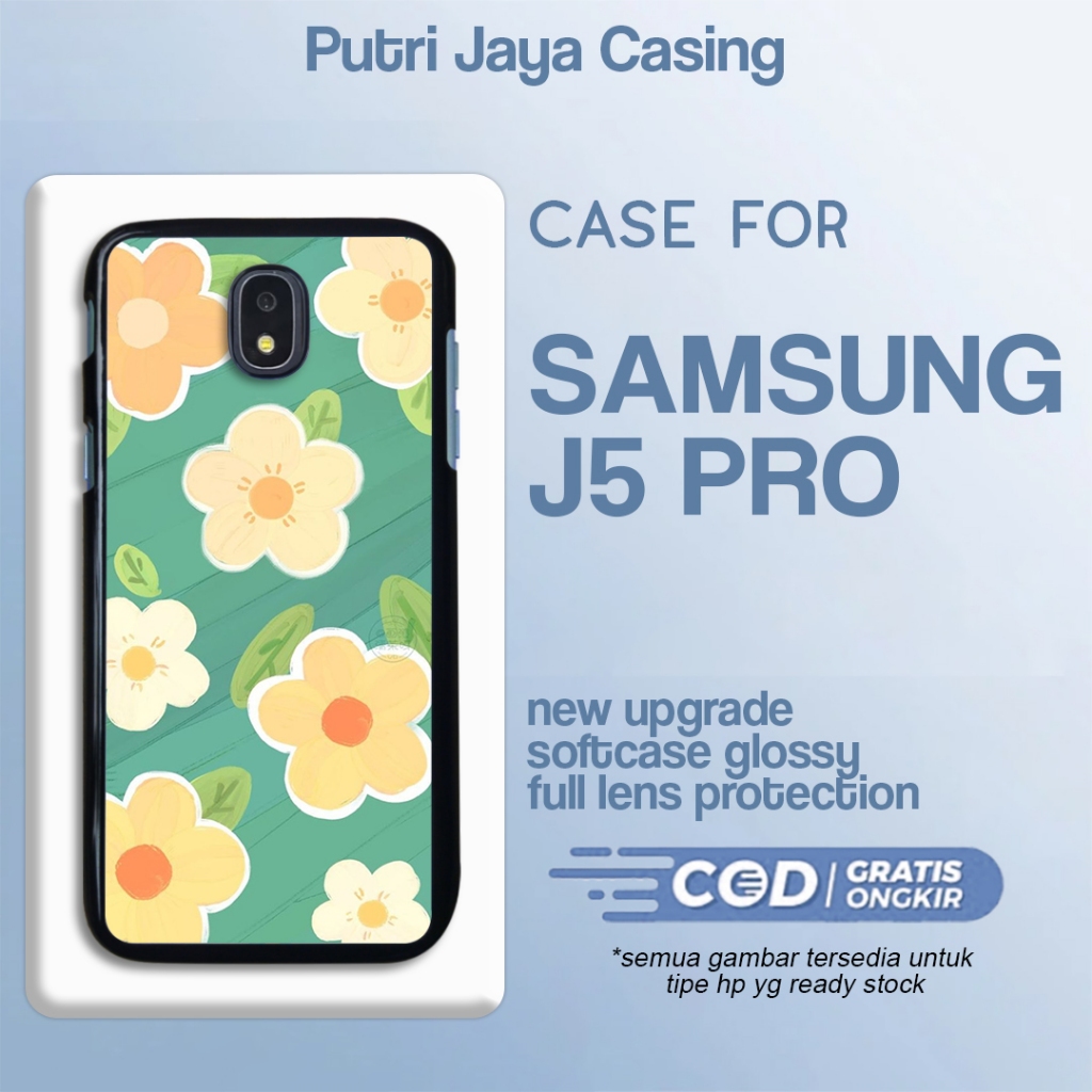 case samsung j5 pro motif terbaru aesthetic flower 06 hitam casing estetik keren cute cewek cowok pr