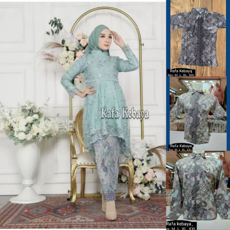 SET KEBAYA COUPLE TUNIK LESTY WARDAH/ KEBAYA TUNIK  WARDAH /COUPLE KEMEJA BATIK