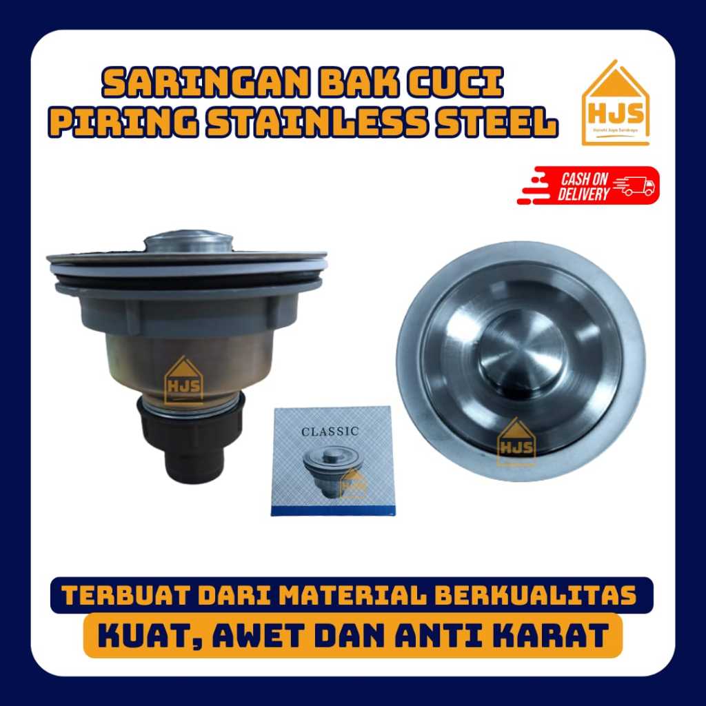 [HJS] Avur saringan bak cuci piring merk CLASSIC / saringan wastafel bibir stainless / afur keranjan