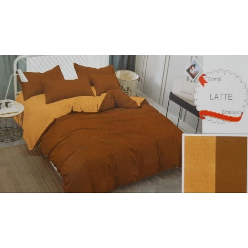 Satu Set Sprei dan Bed Cover tinggi King Koil Polos embos ukuran 180 Merek Sweet Home