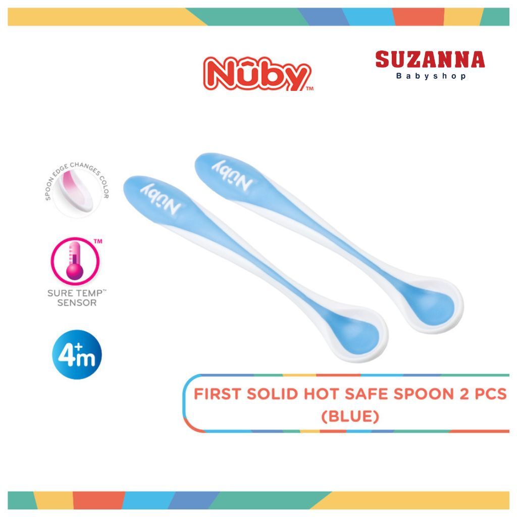 Nuby 2 Pack Heat Sensor Spoon Blue - Sendok Makan Bayi