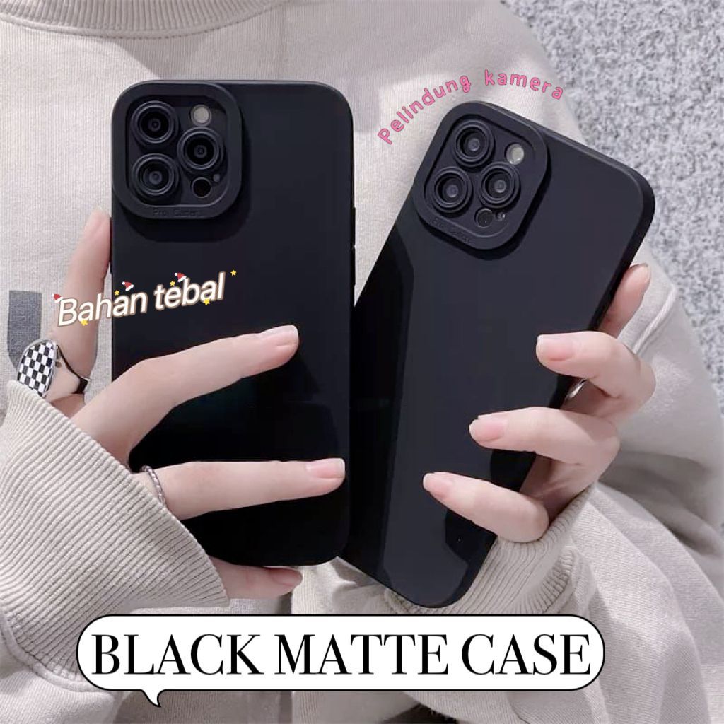 Black Matte Case Vivo Y17s Softcase Hitam Polos Matte