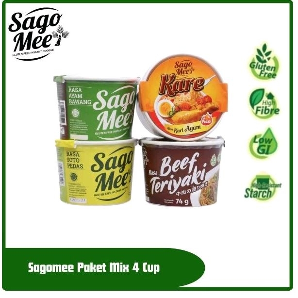 

SAGO MEE PAKET 4 CUP B SAGOMEE MIE INSTAN ENAK SEHAT GLUTEN FREE