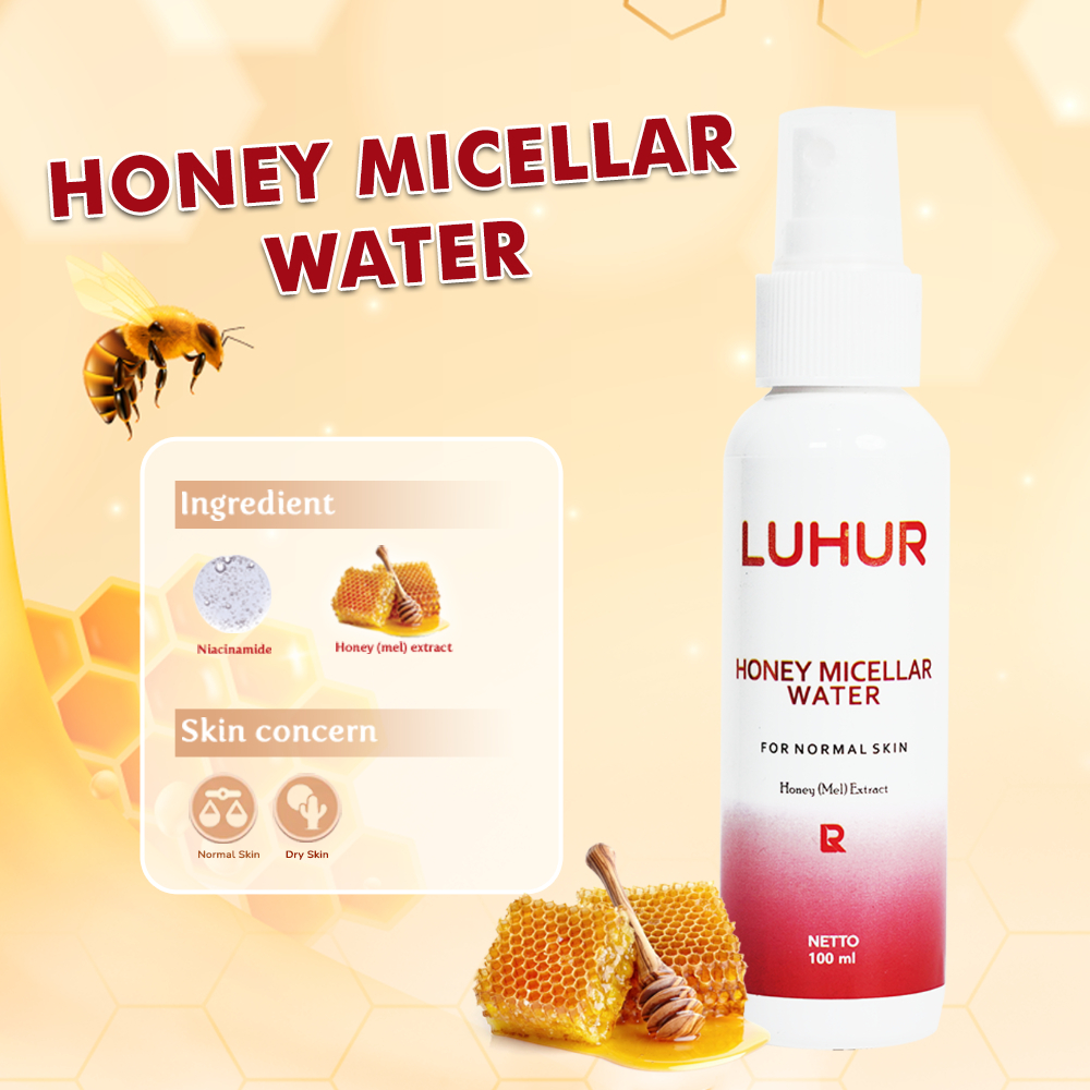 Honey Micellar Water Luhur Reguler PePembersih Wajah Madu Perawatan Kulit Wajah Normal Kombinasi Ker
