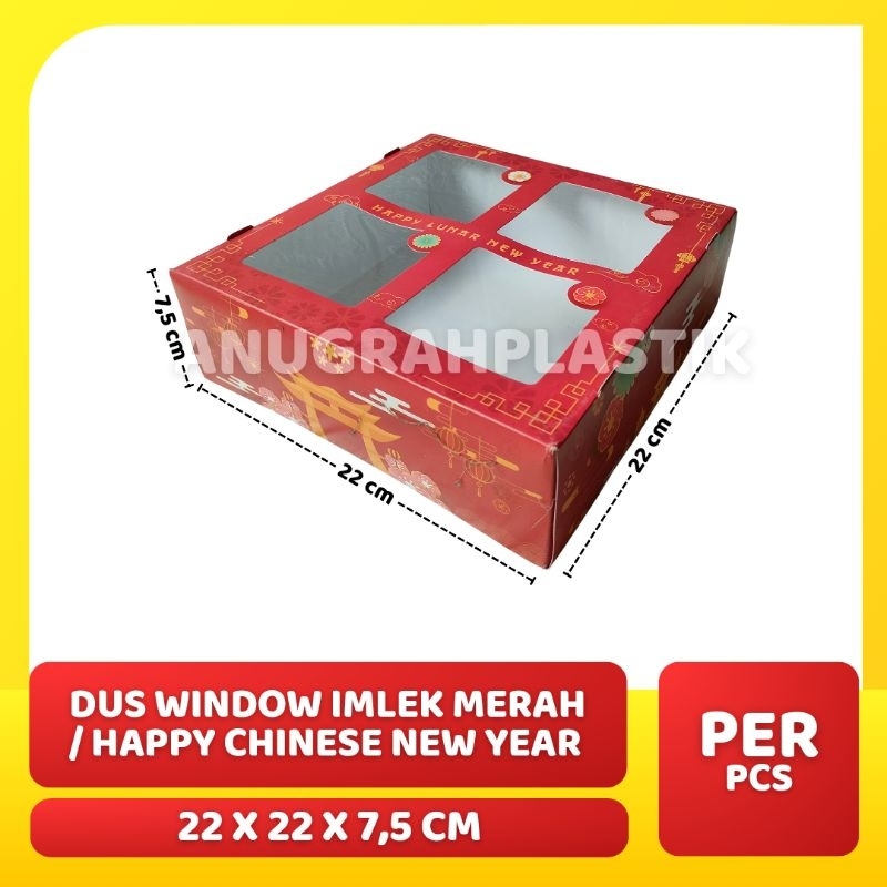 

Dus uk 22 x 22 window Imlek Merah / BOX HAMPERS Happy Chinese New Year / Happy Lunar new Year / BOX KUE PER PCS