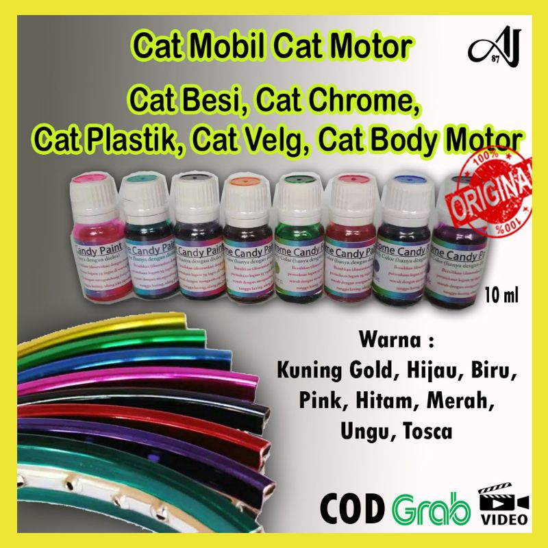 CAT PEWARNA LOGAM BESI CHROME PLASTIK VELG MOBIL MOTOR CANDYTONE