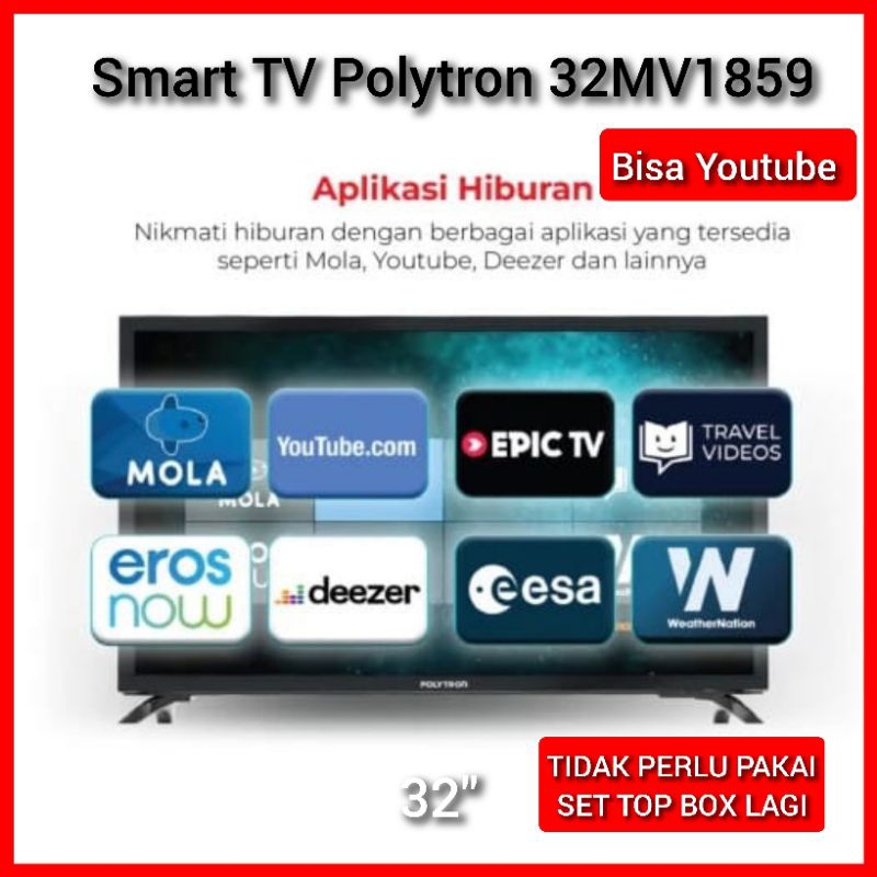 TV DIGITAL SMART TV 32 INCH POLYTRON 32CV1859 BISA YOUTUBE MOLA