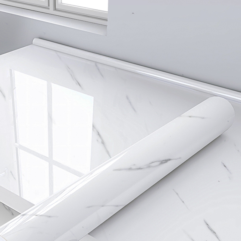 dinding dapur walpaper bahan alumunium foil 6 meter X 60 cm(PT) motif marmer putih salur cream