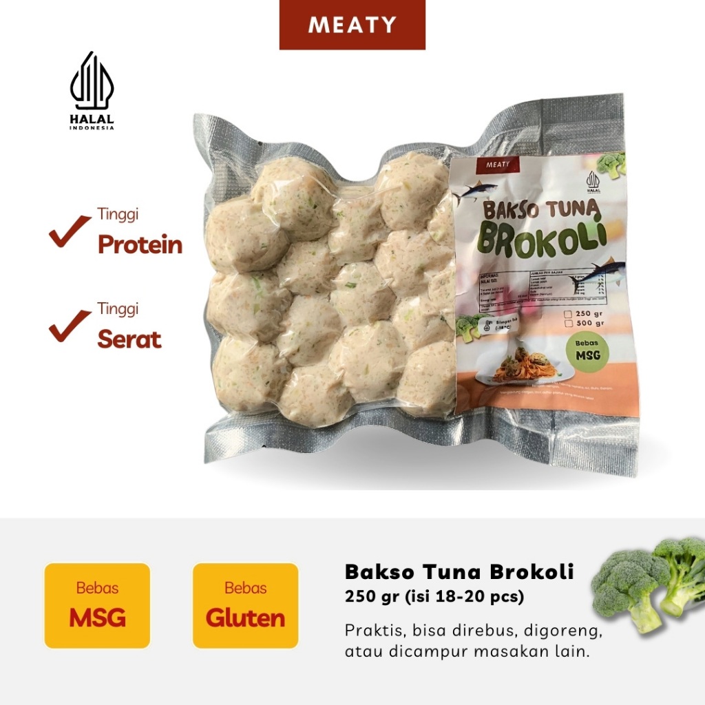 

✨Enak & Sehat✨ Bakso Ikan Tuna Sayur Brokoli Bebas MSG & Gluten untuk Bekal Anak Sekolah 250gr