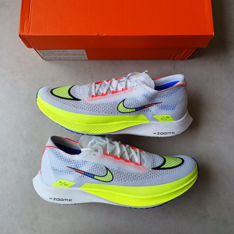 Nike ZoomX Streakfly White Volt Racer Blue || yellow