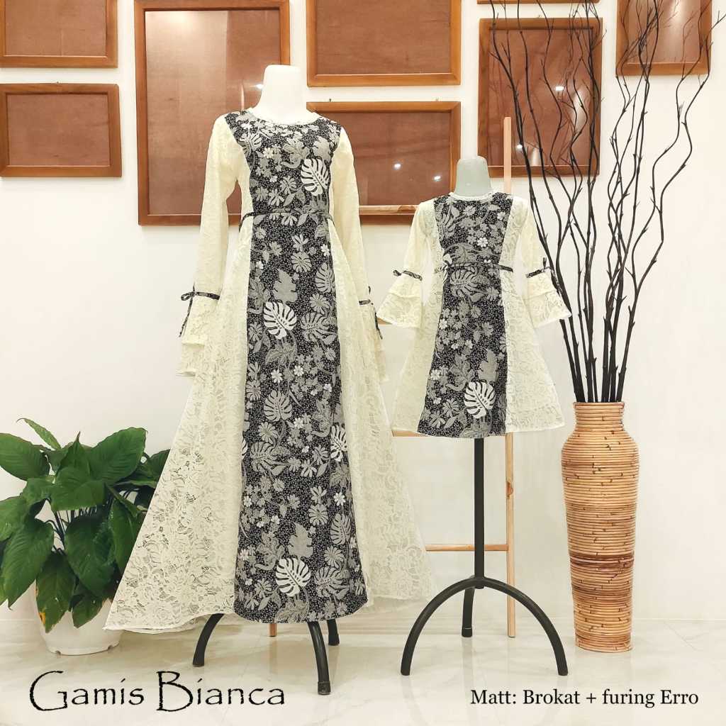 5.5 SALE Gamis Bianca Bahan Brokat Baju Lebaran Keluarga Gamis Couple Gamis Anak dan Ibu Baju Kondan