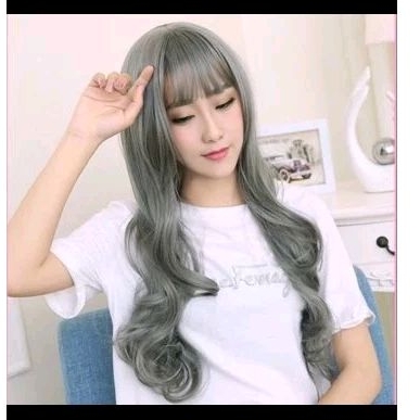 Wig cosplay abu abu grey