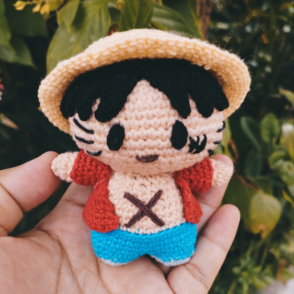 Boneka Luffy One Piece | Boneka Rajut Luffy One Piece | Boneka Amigurumi | Crochet