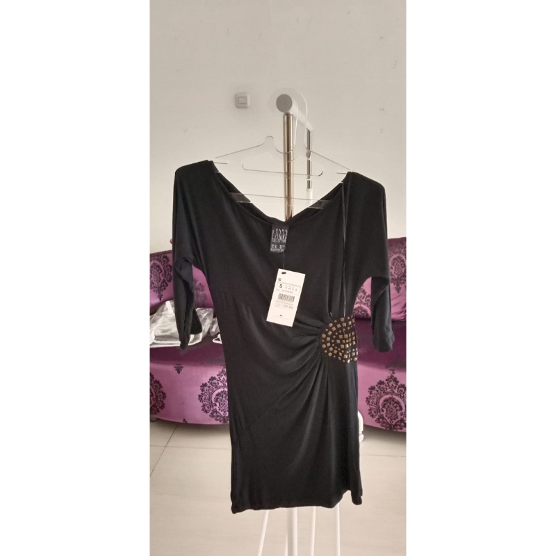 zara dress black gold