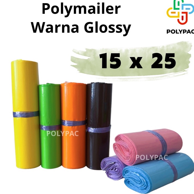 

Ready Stok Polymailer Warna Glossy 15x25 isi 1 pcs Plastik Polymailer Lem Kantong Packing Online