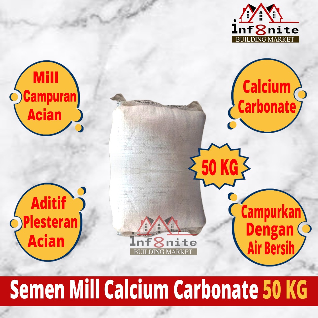 Semen Mill Calcium Carbonate 50 KG Mil Acian Putih Kalsium Karbonat