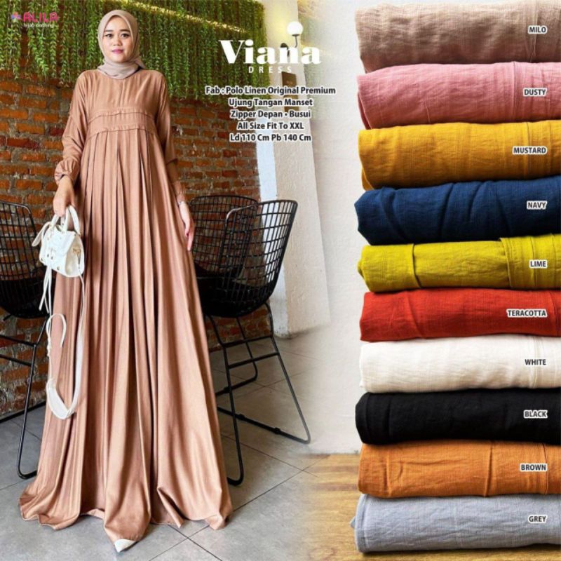Viana Dress Muslimah Bahan Linen