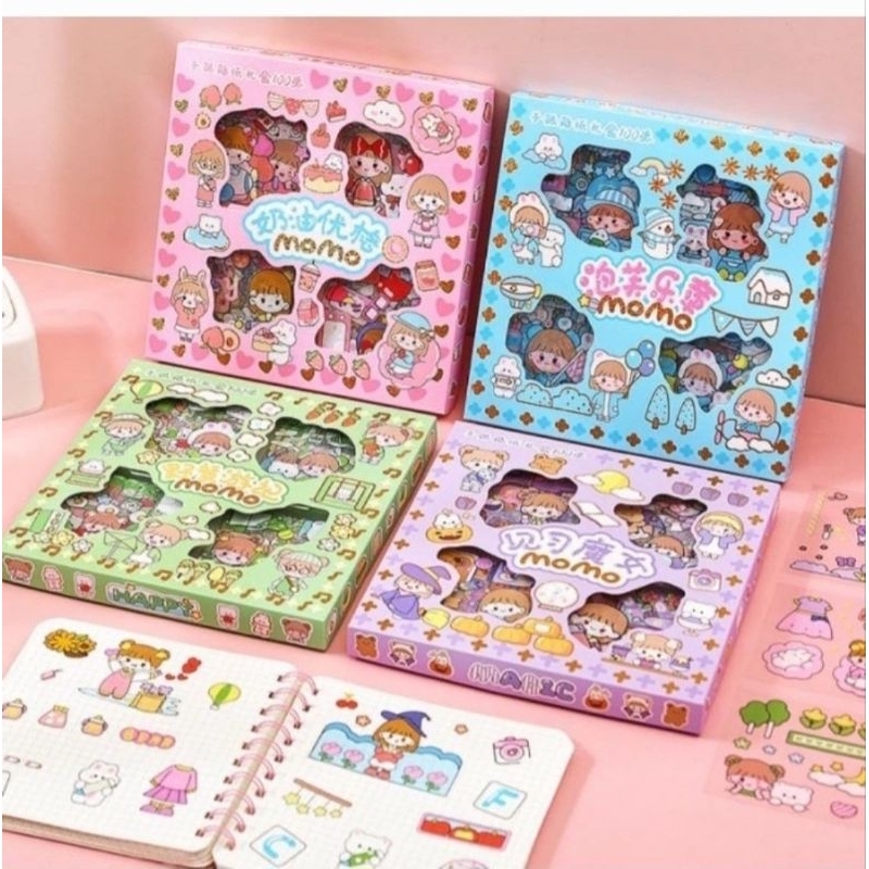 

Sticker MOMO lucu isi 100 lembar sticker anti air