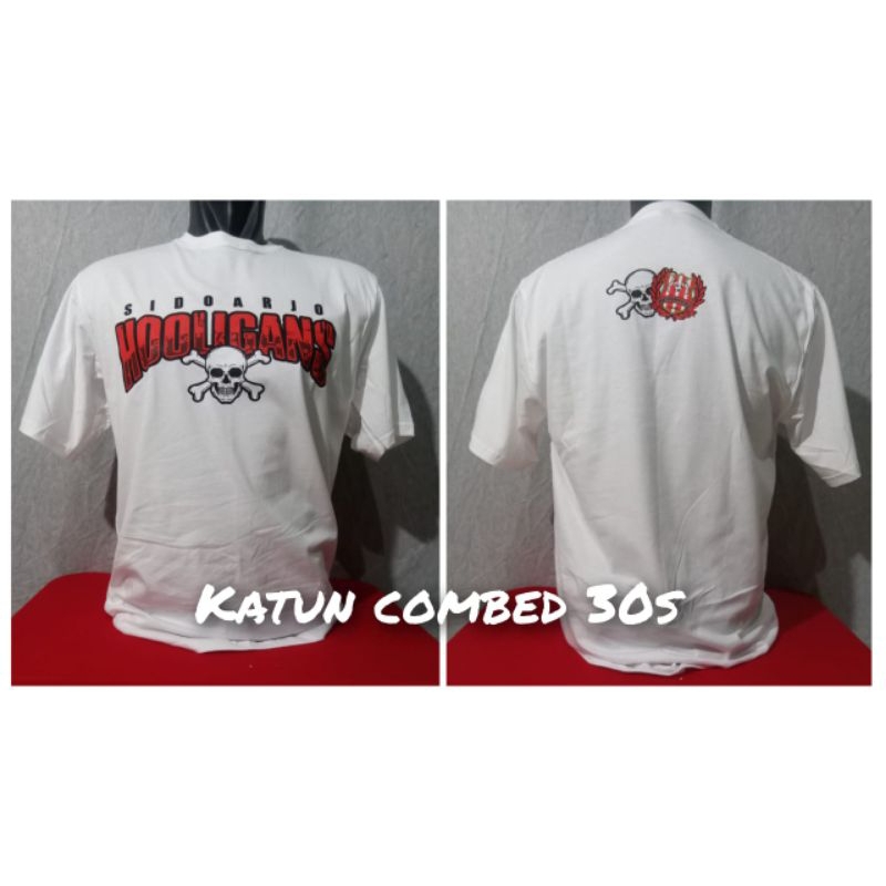 Kaos Deltras Sidoarjo Hooligans Katun Combed 30s Putih