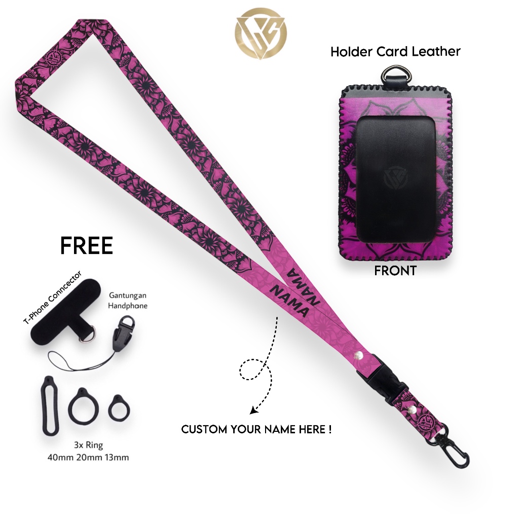 

Lanyard Craft SE Flower Series Holder ID Card Kulit Printing Grafir