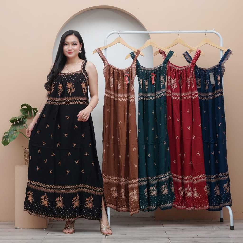 Daster Longdres  Kekinian Busui Jumbo Daster Ibu Muda Big Size Yukensi Tanpa Lengan Tali Satu Ld 135