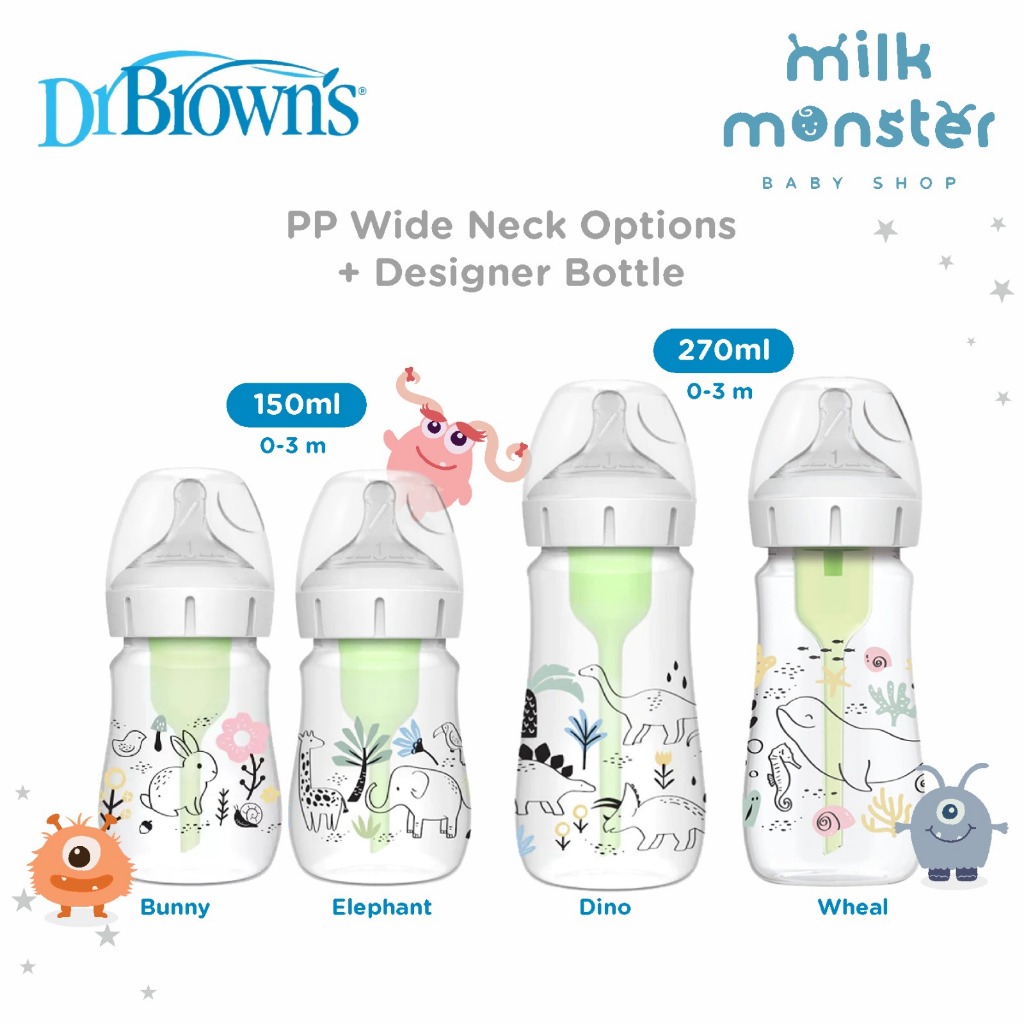 Dr. Browns PP Wide Neck Options+ Designer Bottle / Botol susu PP Wide neck motif