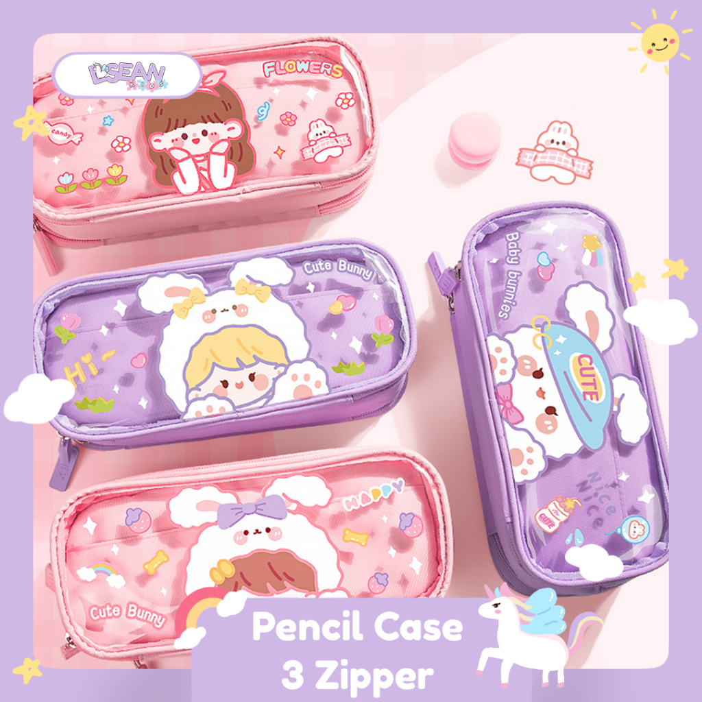 

TEMPAT PENSIL LUCU KOREA KARTUN LUCU 3 ZIPPER KAPASITAS BESAR MULTIFUNGSI CASE