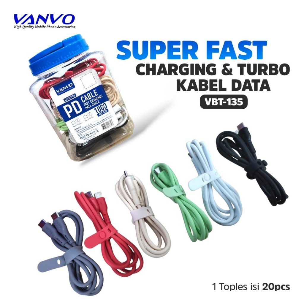 KABEL DATA VANVO VBT-135 2.0A TYPE-C TO TYPE C TOPLES ISI 20