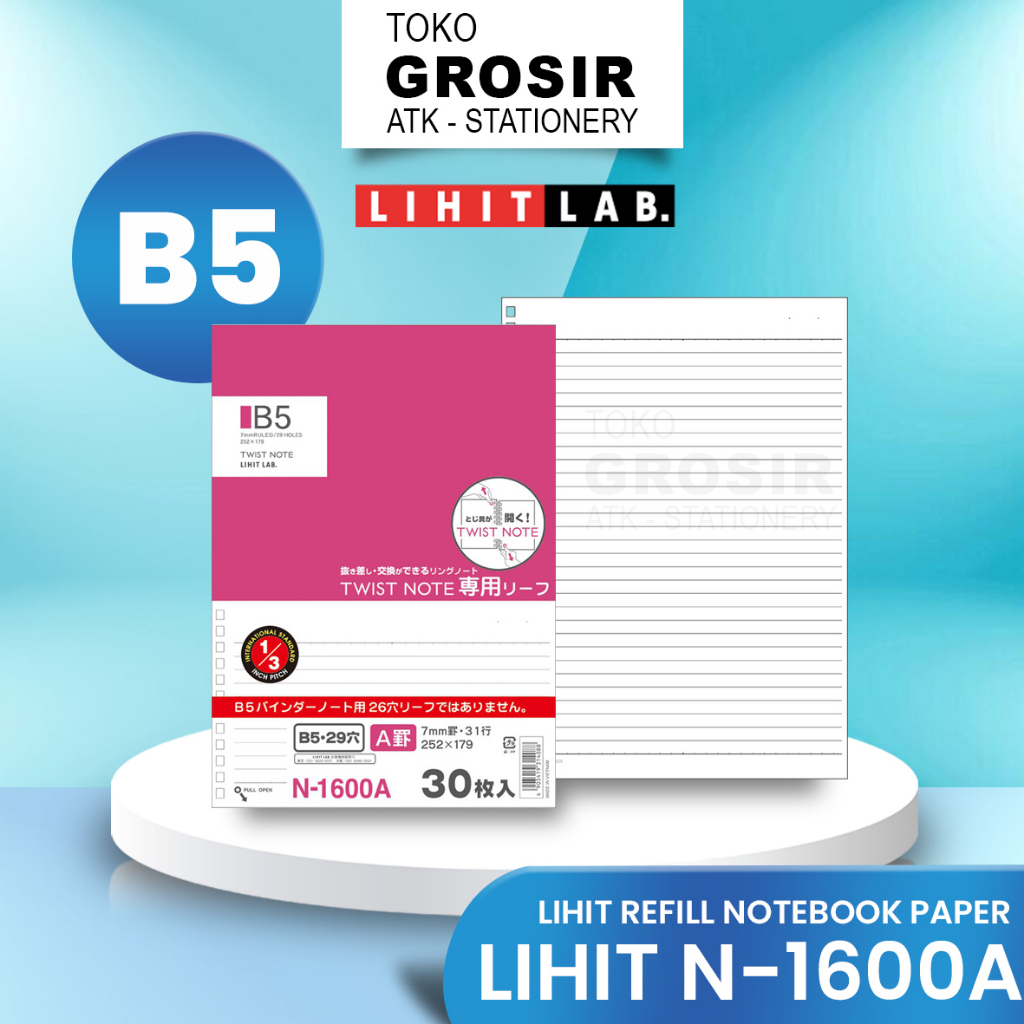 

LIHIT LAB Refill Kertas Note Leaf B5 For Twist Ring Notebook N-1600A