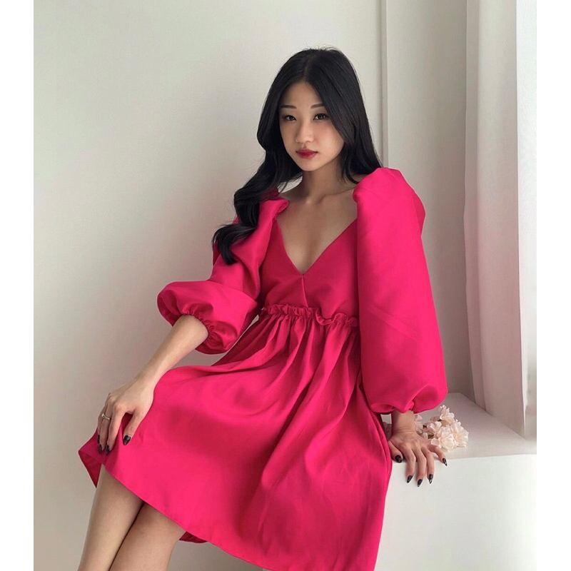 DRESS FUSCHIA ELEGANT DRESS PARTY DRESS PINK MAGENTA DRESS PINK TUA DRESS SWEET SEVENTEEN DRESS MURA