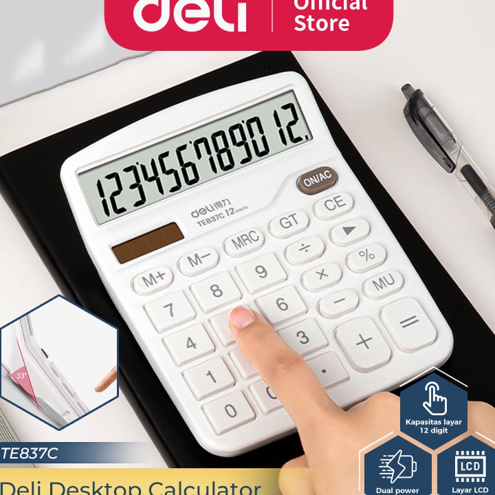 

Deli Desktop Calculator Kalkulator Meja 12 Digit Dual Power Layar LCD TE837C rmj