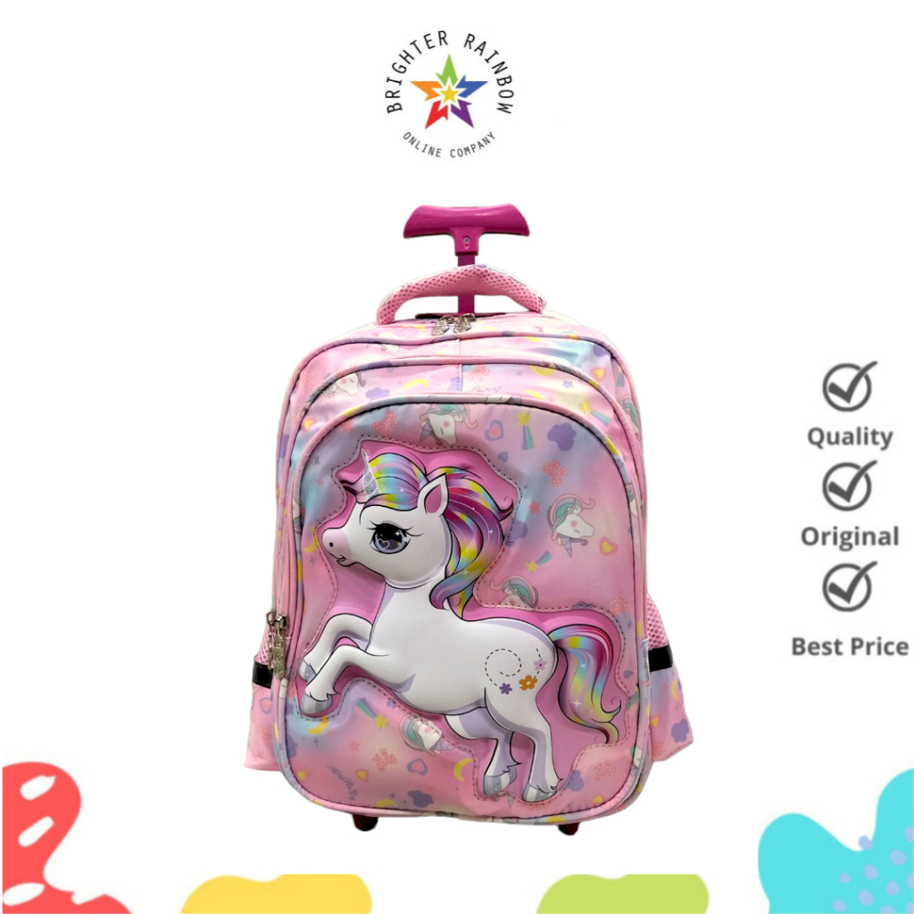 Ransel Trolly Powa Hsd 21116 Tas Sekolah Anak TK/SD  Karakter Unicorn