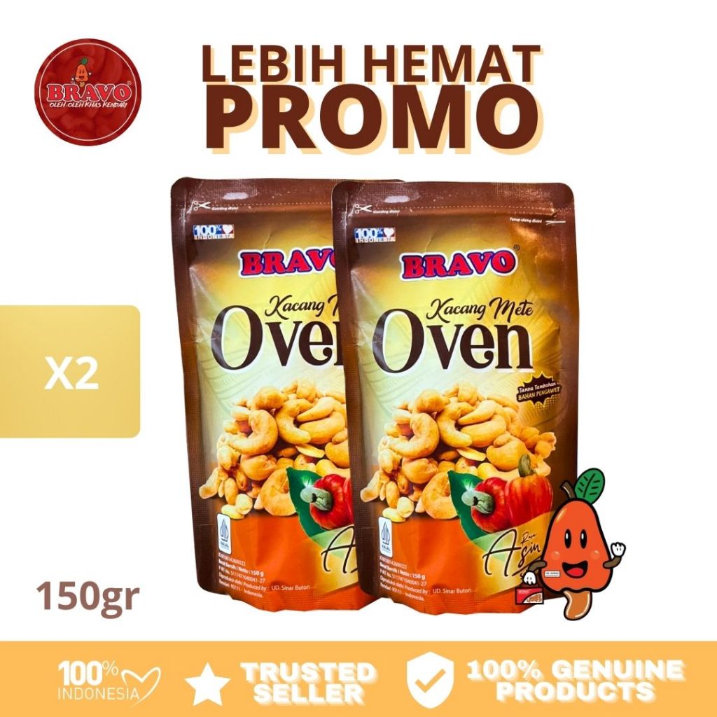 

Kacang Mete/Mede/Mente Oven Asin Bravo 150gr (2bks) MURAHMERIAH