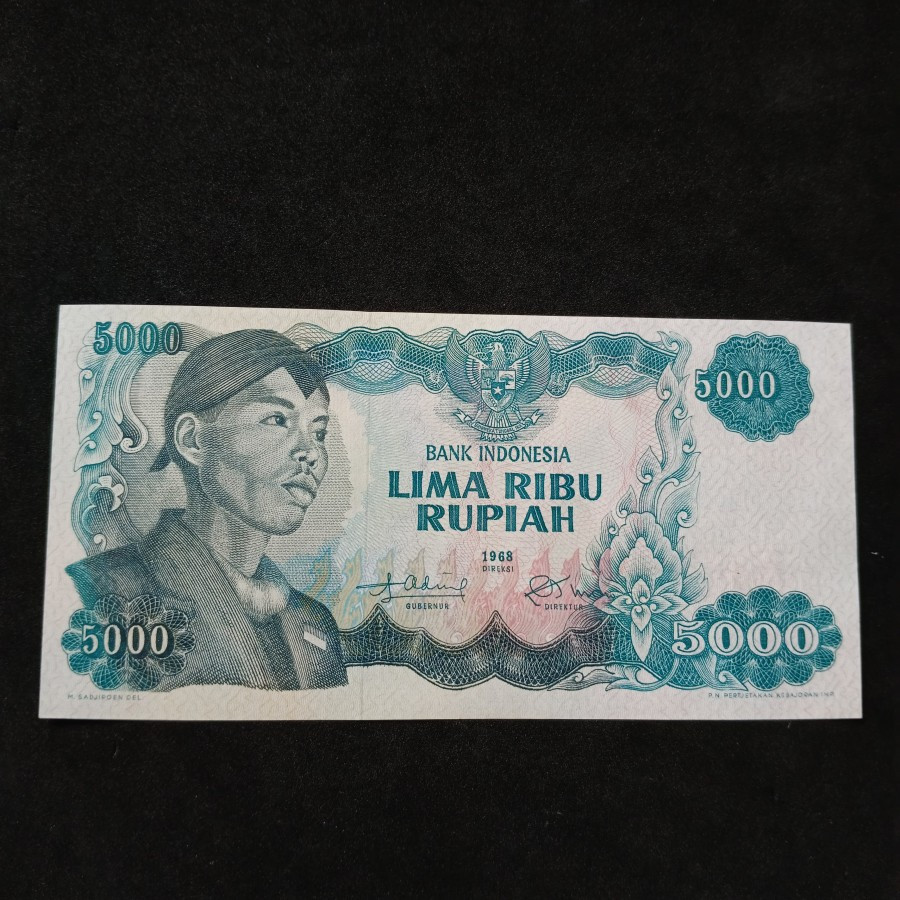 Uang Kuno 5000 Rupiah Sudirman 1968 UNC Langka