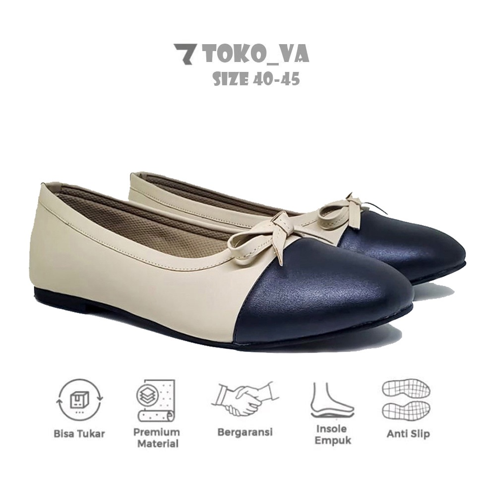 VA - Sepatu Flat Shoes Kerja Kantor Wanita Ukuran Jumbo Besar | Big Size 40 41 42 43 44 45 | Sepatu 