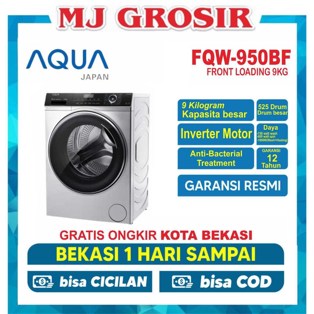 MESIN CUCI FRONT LOADING AQUA JAPAN FQW950BF FQW 950 BF 9 KG