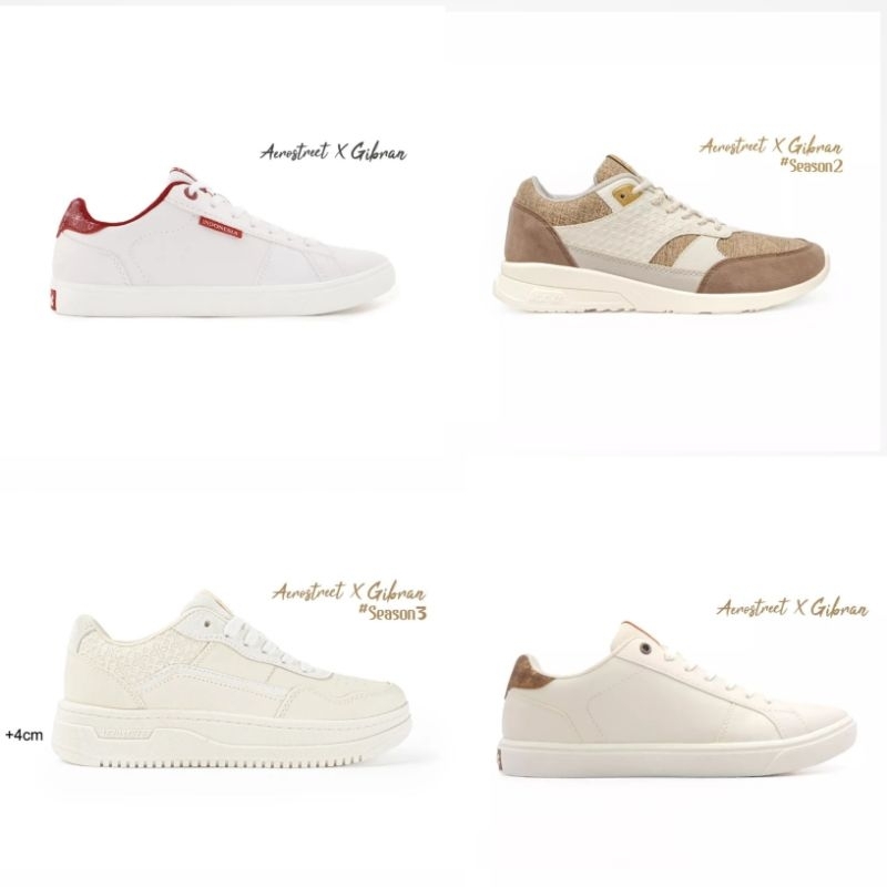 Aerostreet X Gibran - Merah Putih - Putih Krem Coklat - Sepatu Sneaker Casual