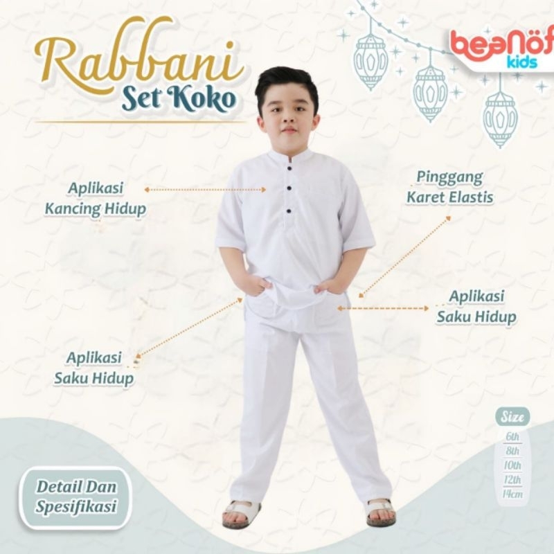 Rumah Gamis Anak (Beanofkids Koko Putih Set Rabbani)