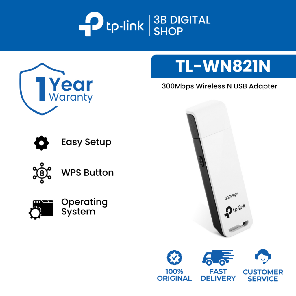 Original Tp-Link TL-WN821N 300Mbps Wireless N USB Adapter WN821N