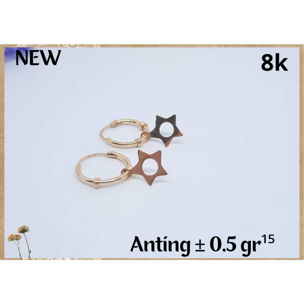Limyvi Anting Emas Muda Bentuk Bintang Kadar 375 8K Asli