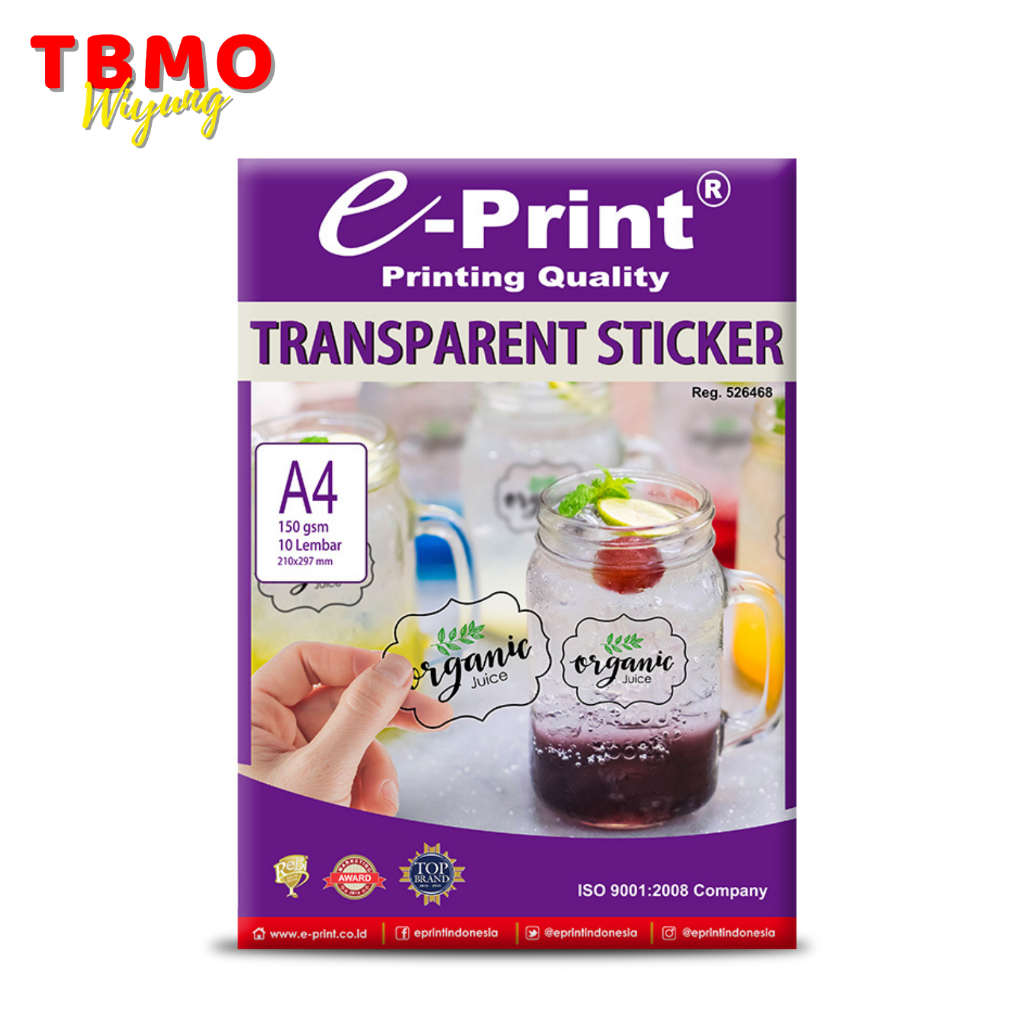 

TBMO Kertas Sticker E-Print Transparent Sticker Paper A4 150gsm