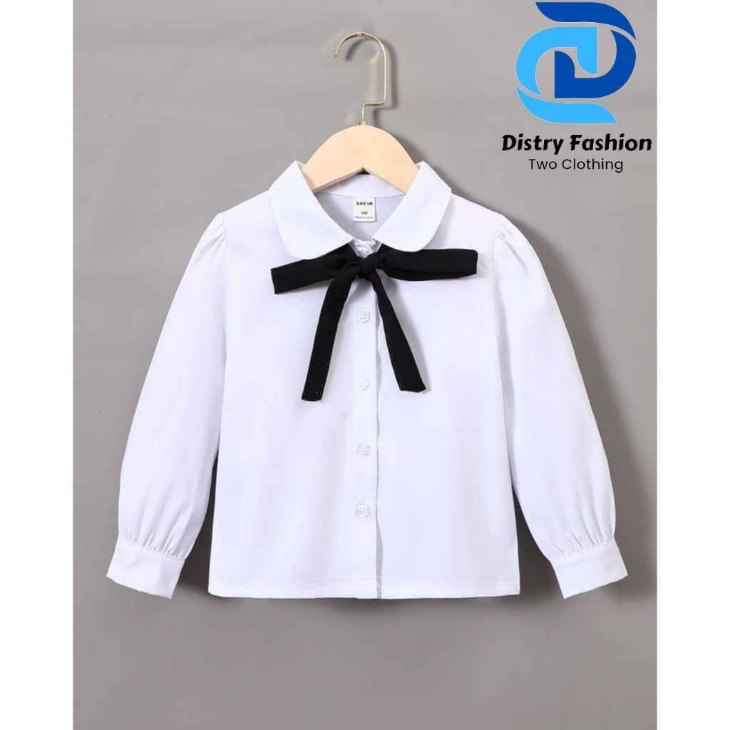 Blouse Kemeja Anak Perempuan  Warma Putih Lengan Panjang Usia 2 - 10 Tahun