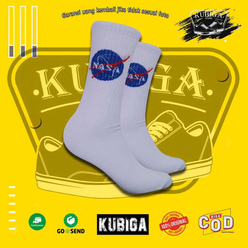 Kaos Kaki Oldschool Motif Nasa Round Blue