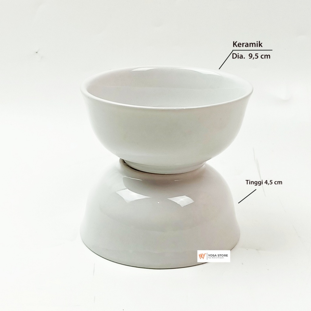 Mangkok Sambal/ Kecap Keramik Putih Polos Dia. 9,5 cm Kedaung Home - 1 Pcs
